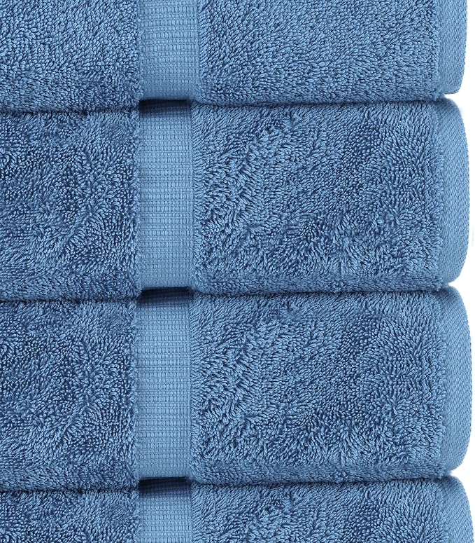 Chakir Turkish Linens Set of 8 Towel Set, 100% Cotton Luxury Turkish Towels for Bathroom, Soft Absorbent Bath Towel Set with 2 Bath Towels 2 Hand Towels 4 Washcloths, Wedgewood