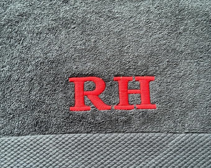 Set of 3 Personalized Towels - Customized Turkish Bath Towel - Cotton Towel Set -Monogrammed Towels with Initials Name Embroidery - Custom (Anthracite, 3 Pieces - Towel Set)