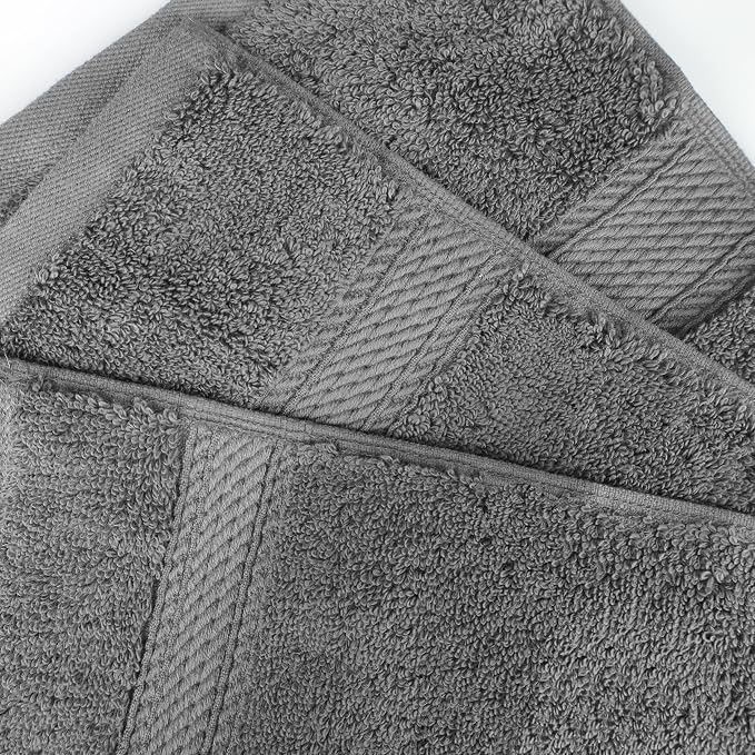 SUPERIOR Egyptian Cotton Ultra Plush & Absorbent, 8 Piece Set, Charcoal | Quick Dry, Soft Luxury Towel Set, Bath Essentials, Guest Bath, Spa, 2 Bath, 2 Hand, 4 Face Towels, Madeline Towels