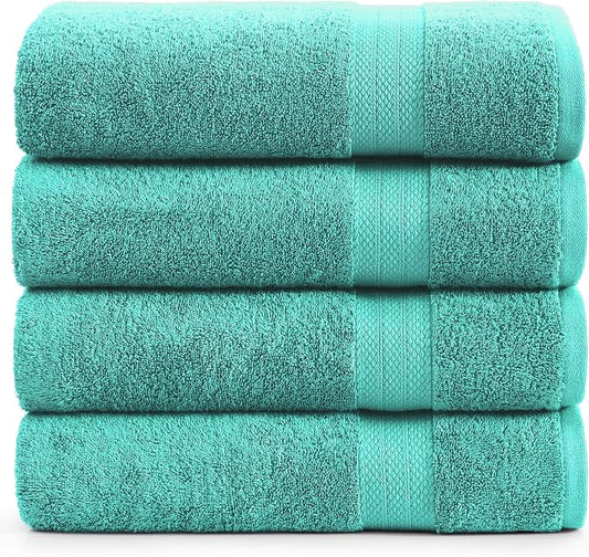 LANE LINEN 100% Cotton Premium Bath Sheets Set of 4 (35"x66") - Extra Large Bathroom Towels - Quick Drying, Low Lint, Soft & Absorbent Oversized Towel Sets - Holds Well After Multiple Washes - Teal